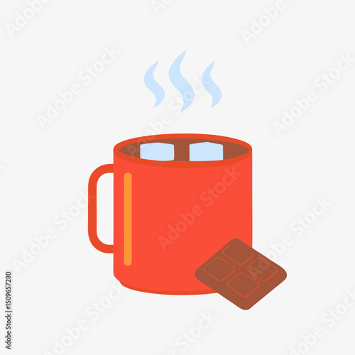 
Hot Chocolate Mug with Marshmallows and Brownie