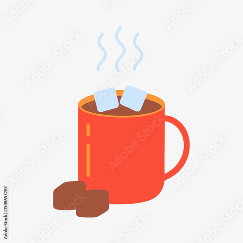 
Hot Chocolate Mug with Marshmallows and Brownie