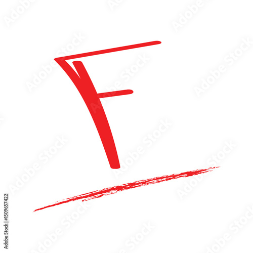 Red "F" Grade with Dynamic Brushstroke