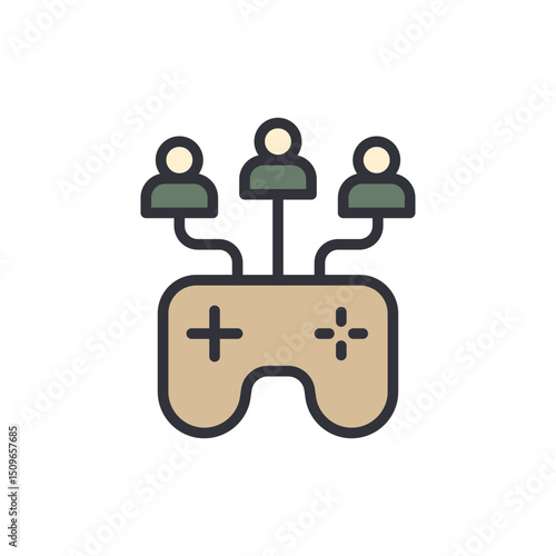 Online Multiplayer Gaming Concept With Controller And Connected People