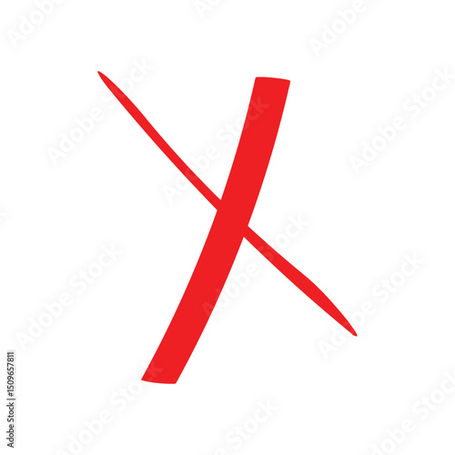 Red Brush Stroke Cross Mark