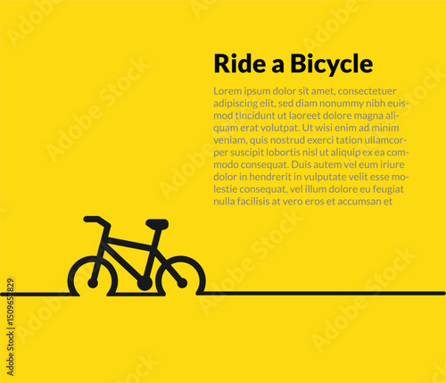 Bicycle on Yellow Background. Concept, Isolated for web, banner, poster and presentation. stock illustration