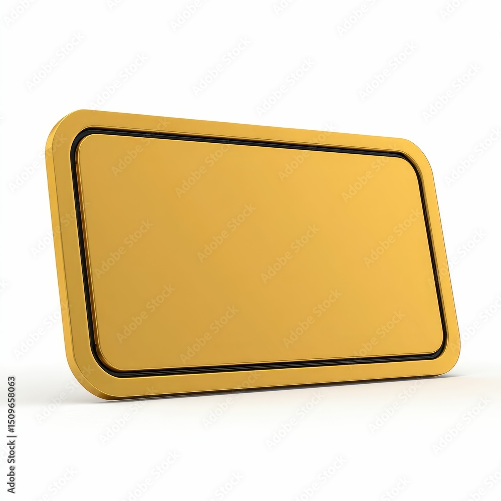 Gold rectangular plaque, angled view Gold rectangular plaque, angled view