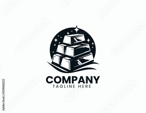 Neatly Stacked Glistening Gold Bars Illustration Vector Logo Design