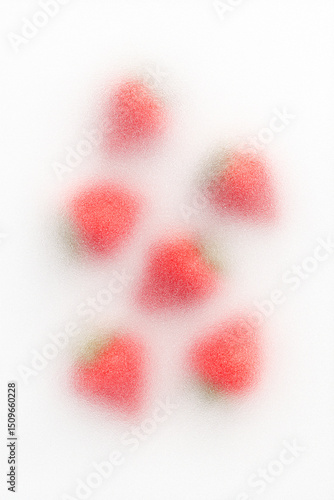 Strawberries Under Frosted Glass Blurred Red Fruit Abstract Food Background