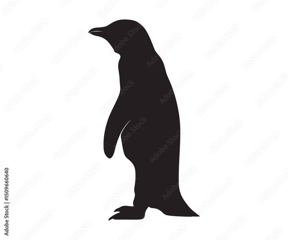Fototapeta premium black silhouette art illustration of a penguin on a white background