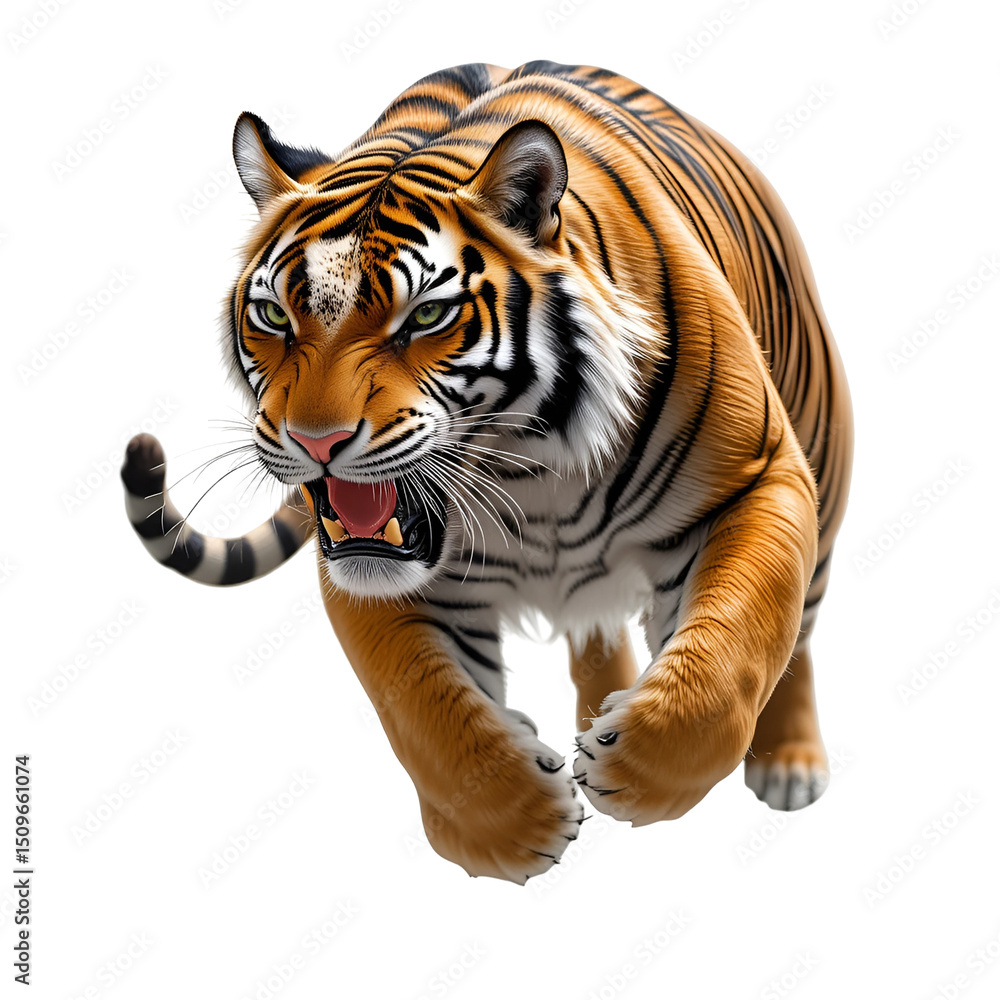 Obraz premium tiger. running tiger ready to pounce isolated on transparent png