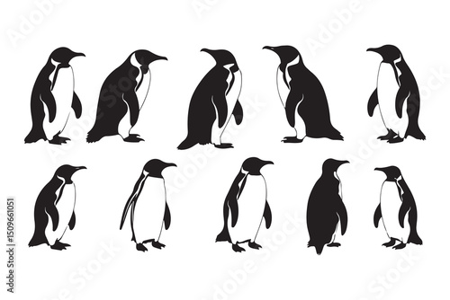artistic depiction of a penguin silhouette in black with a white background