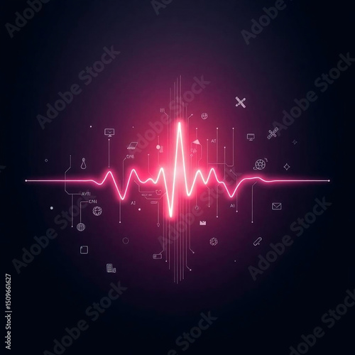 Bird’s Eye View Abstract Composition of Technology Pulse and Data Flow

