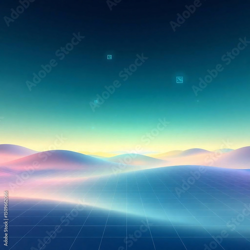 Abstract Digital Landscape with Soft Light and Smooth Gradient Transitions

