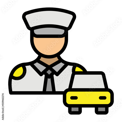 Taxi Driver Vector Filled Icon Design