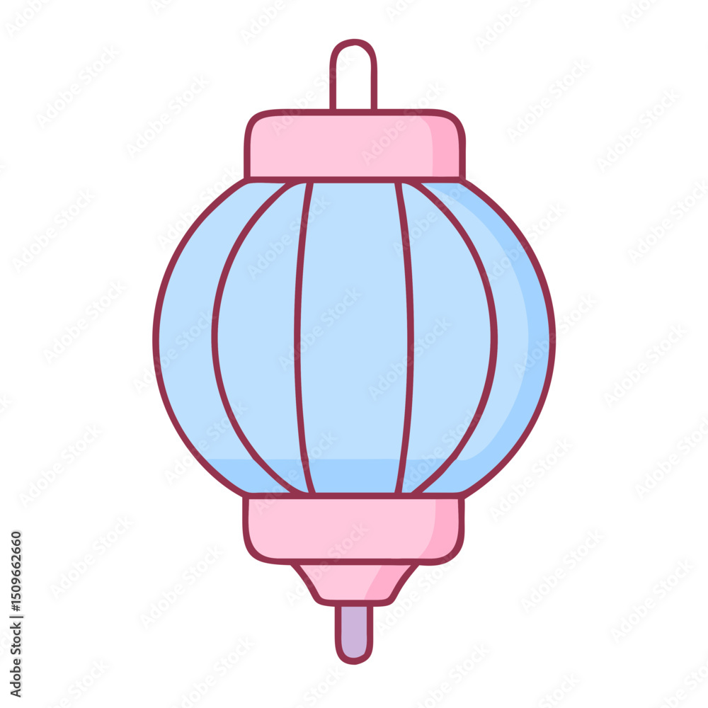 Chinese lantern in pastel blue and pink, flat icon style for festive or cultural use Chinese lantern in pastel blue and pink, flat icon style for festive or cultural use
