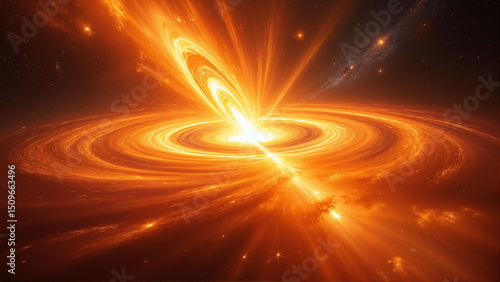 The image shows an artist's impression of a black hole in the center of a star