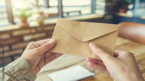 Elderly couple happily receiving social security documents in envelope, smiling with joy and relief. Retirement planning, pension benefits and senior citizen financial security concepts.