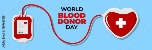 Blood donation illustration concept with blood bag. World blood donor day.
