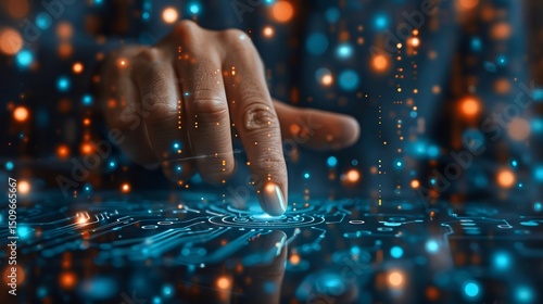 Corporate executive using a biometric authentication system for secure financial transactions modern fintech concept