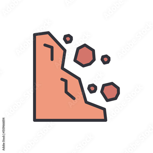 Stylized Illustration Of A Landslide With Falling Rocks And Debris