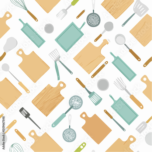 A stylish pattern of kitchen tools with a minimal look, perfect for branding, packaging, or home decor.