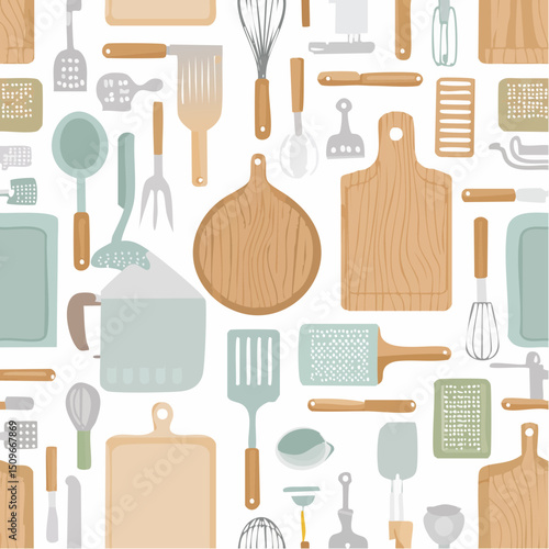 A stylish pattern of kitchen tools with a minimal look, perfect for branding, packaging, or home decor.