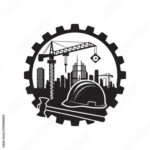 construction vector silhouette clip art logo design illustration
