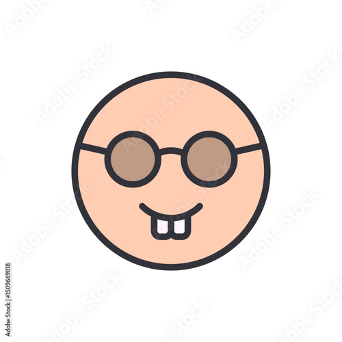 Cartoonish Nerd Emoji With Round Glasses And Buck Teeth Icon