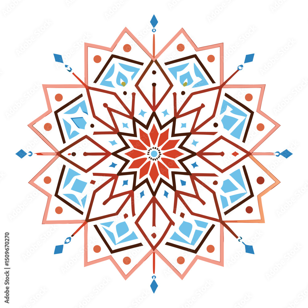 Fototapeta premium Intricate islamic geometric mandala design in vibrant colors