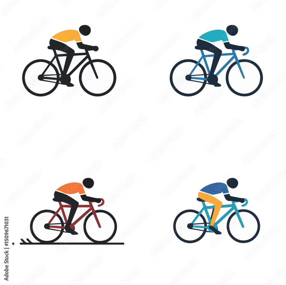 Fototapeta premium vector sport bycicle racing, isolated colour in white background. set 4 vector.