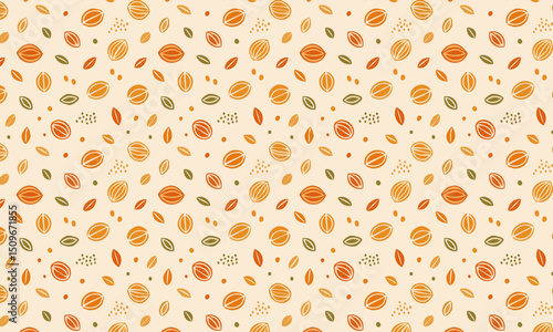 Autumn Abstract Pattern Organic Shapes and Dots Warm Colors