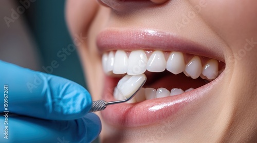 Dental examination of a person with beautiful white teeth
