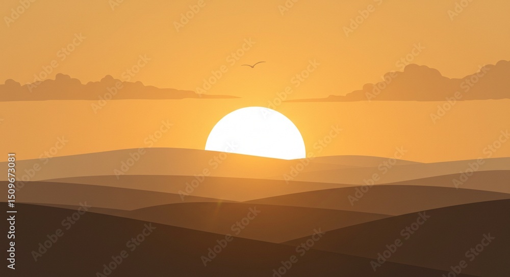 Fototapeta premium Sunset Landscape Golden Hour Hills Scenic View
