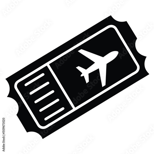 Clean boarding pass icon single flat design element