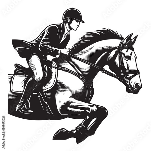 Male racehorse rider vector illustration