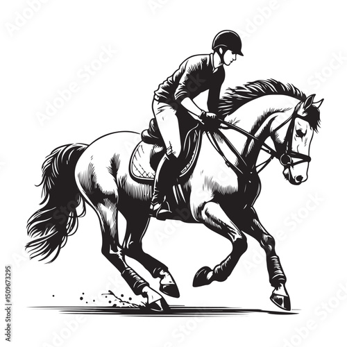 Male racehorse rider vector illustration