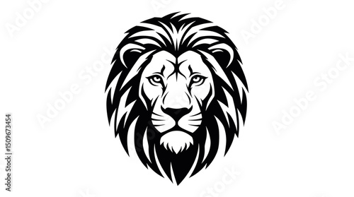 Stylized Illustration of a Lion's Head with Intricate Details and a Fierce Expression