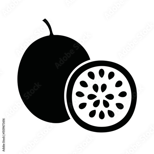 Passion Fruit silhouette, vector silhouette of a fruit on a white background
