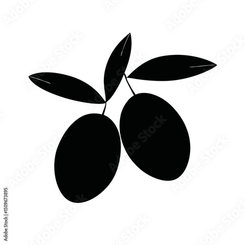 Jujube silhouette, vector silhouette of a fruit on a white background