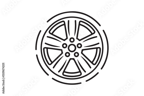 Sleek car wheel with alloy rim and tire, a modern auto design vector symbol of transportation