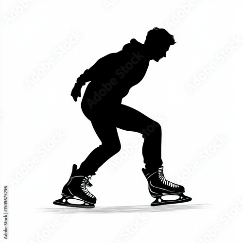 ice skating silhouette , bl...