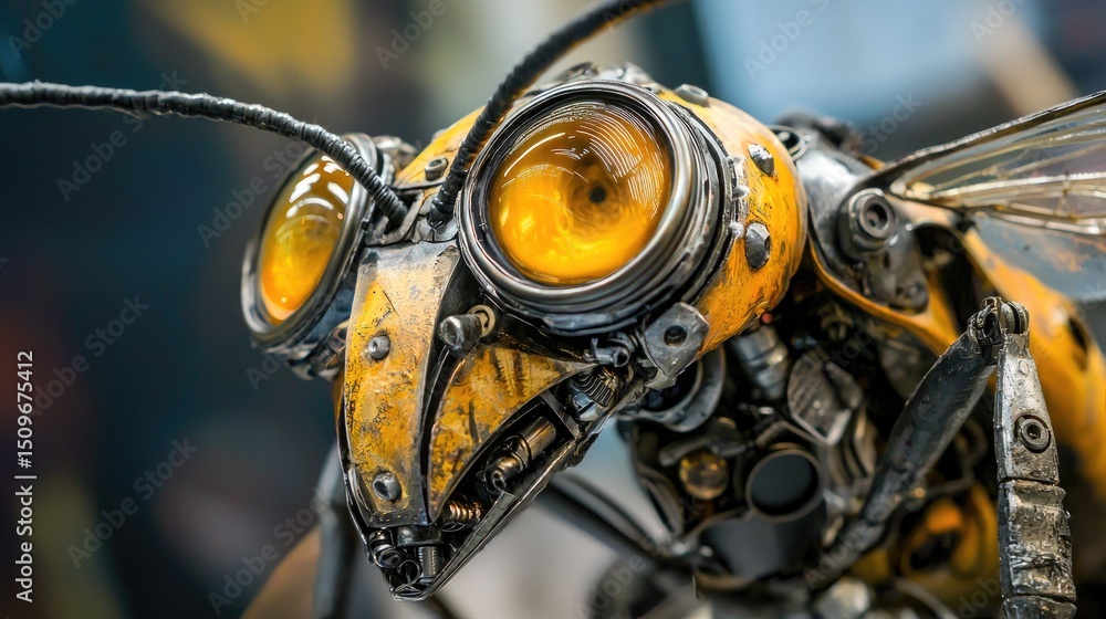 Fototapeta premium Close-up view of a steampunk insect.