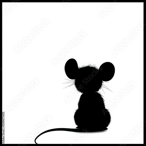 mouse silhouette , black an...