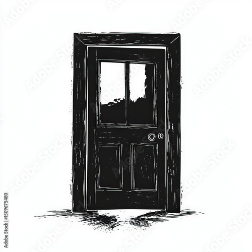 open door silhouette , blac...