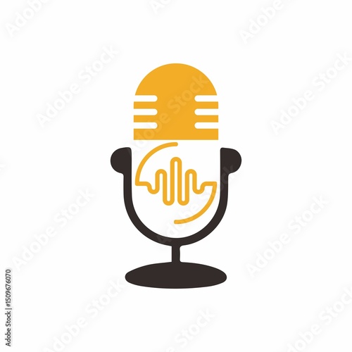 Fényképezés Logo podcast ralph jaspers flat symmetric microphone outline