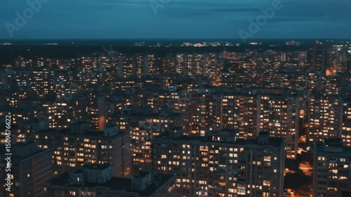 Wallpaper Mural Nighttime city view glowing building windows Torontodigital.ca