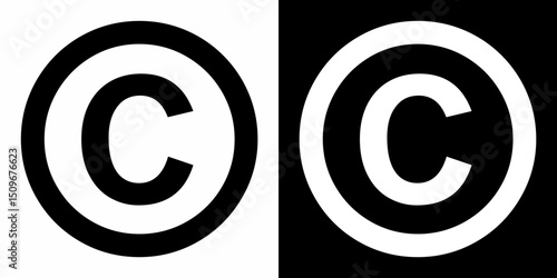 Copyright icon set vector in two styles isolated on white background . Copyright button