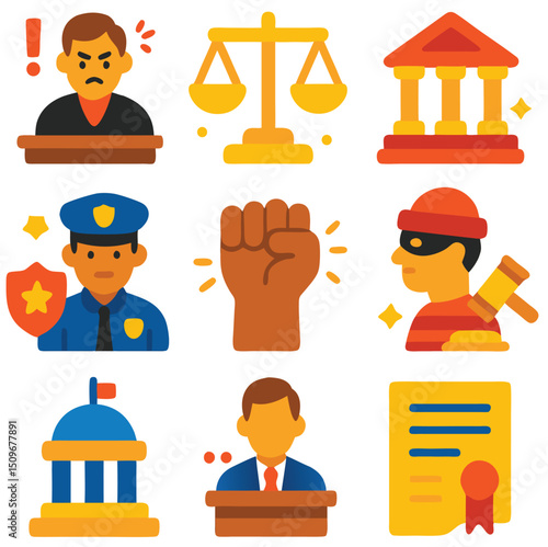 Downloadable Law Icon Packs perfect for legal professionals websites and presentations offering a comprehensive set of justice and law related symbols.