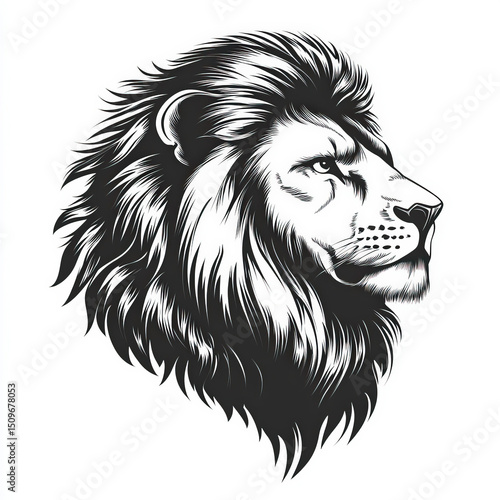 lion head silhouette , blac...