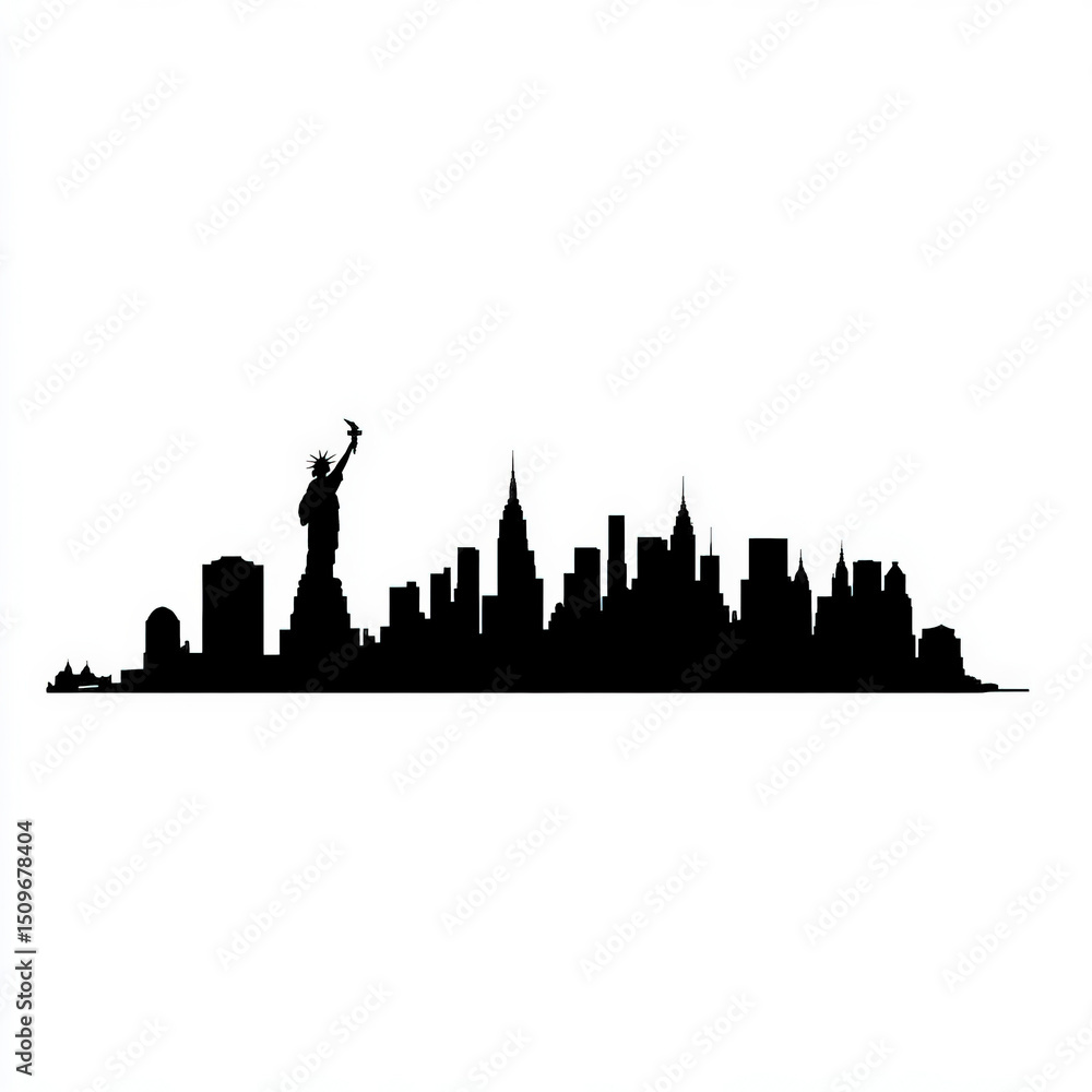 Naklejka premium skyline silhouette , black and white illustration isolated on white background