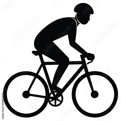 Simple flat vector silhouette of a cyclist