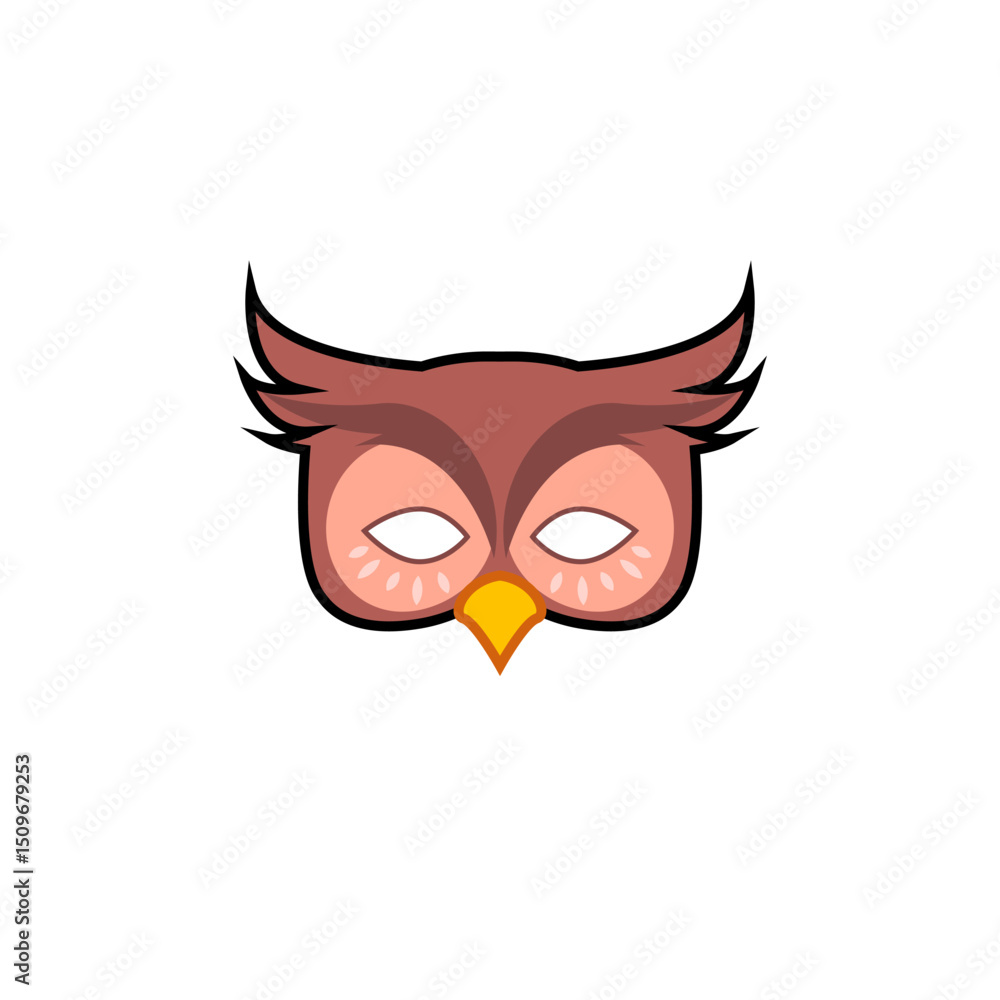 Fototapeta premium Cartoon Illustration of an Owl Head Mask