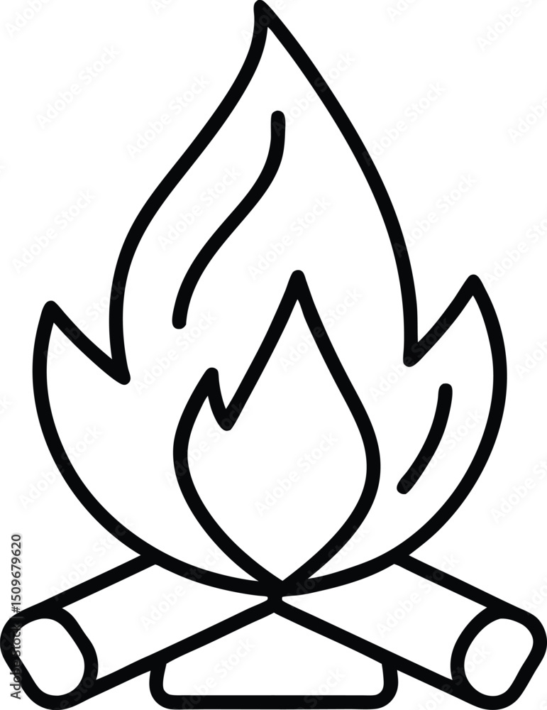 Obraz premium Minimalist logs and flame for Independence Day